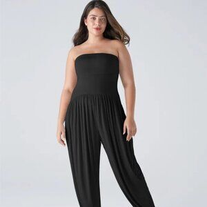 NWT Halara Ribbed Tube Pocket Casual Plus Size Black Jumpsuit 3X - $55 MSRP